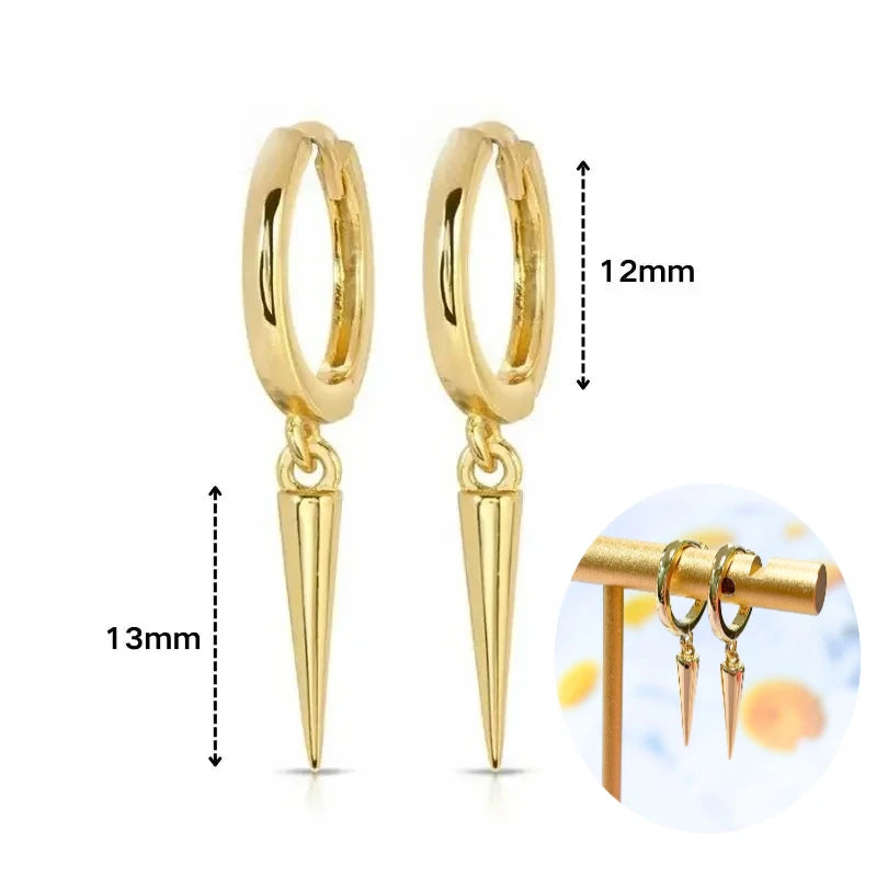 925 Silver Needle Rivet Micropaved Zircon Pendant Hoop Earrings For Women Punk Vintage Earrings Fashion Party Jewelry Gifts