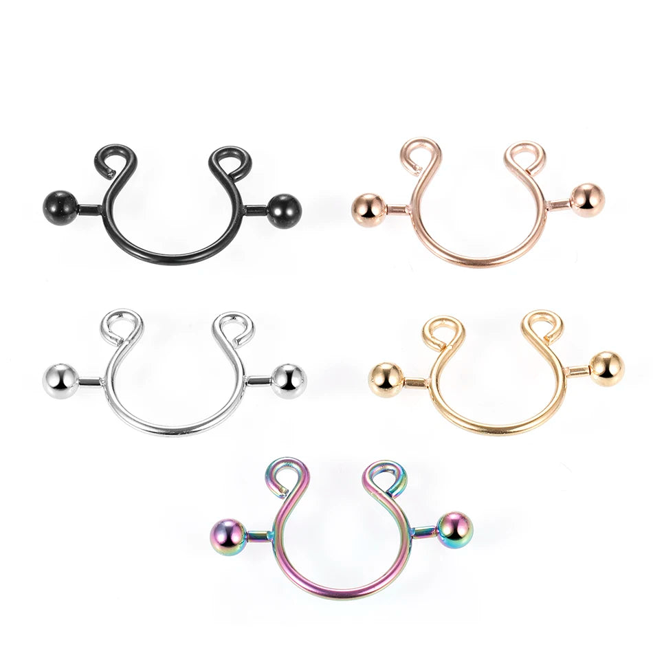2pcs/lot Surgical Steel Fake Sexy Nipple Clip Rings Charm Faux Nipple Shield Non Piercing Rings Body Jewelry for Women Gift