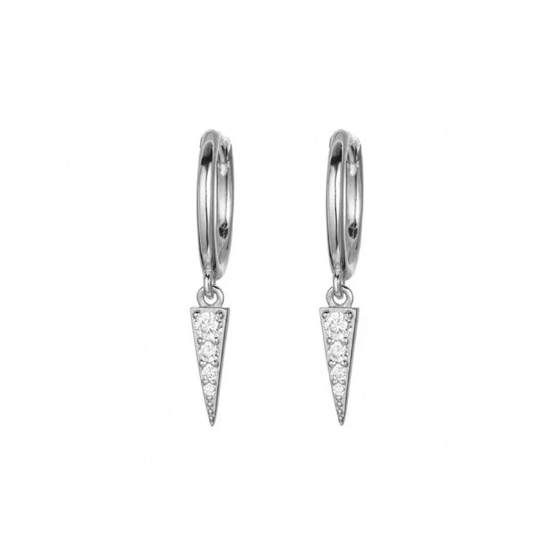 925 Silver Needle Rivet Micropaved Zircon Pendant Hoop Earrings For Women Punk Vintage Earrings Fashion Party Jewelry Gifts