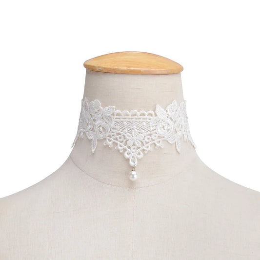 2019 New Choker Necklaces Pearl Gland Tatouage Choker Collier Noir Dentelle Choker Collier Vintage Bijoux Jewelry
