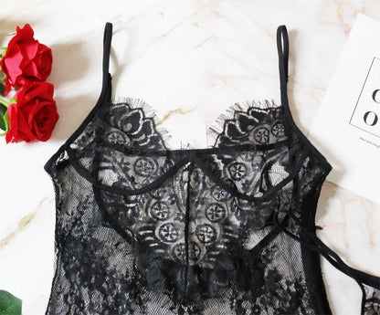 BKLD Sexy Perspective Black Lace Dress Women Summer Clothes Backless Spaghetti Strap Dress Night Club Party Dresses With Thong