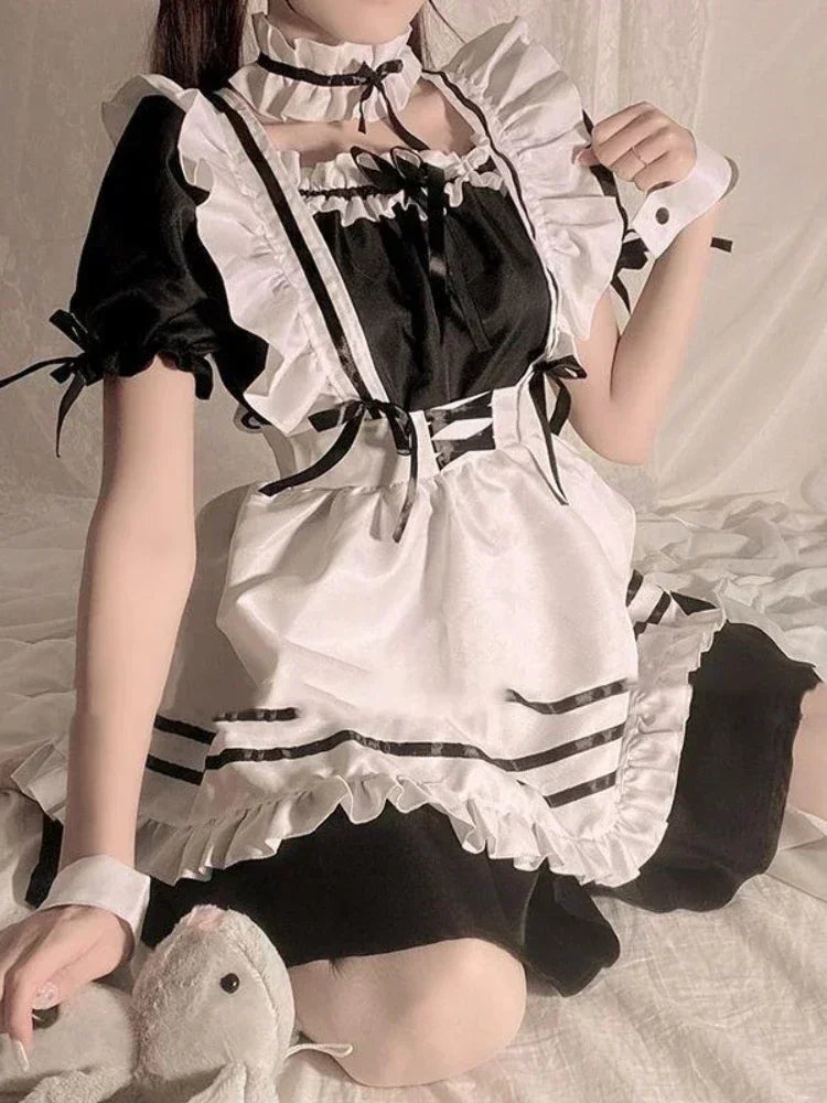 Maid Cosplay Bunny Kimono Lace Rabbit Woman Set Anime Costumes Waitress Uniform Comic Show Apparel Backless Sleepwear Gowns