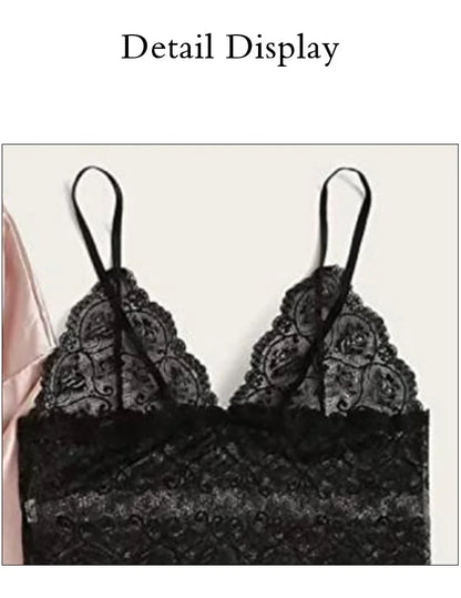 4 Pieces Woman Sleepwear Pajamas Ser With Robe Sexy Lace Lingerie Bathrobe Silk Satin Home Clothed Nightwear Robe