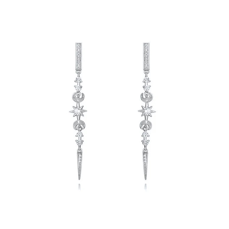 925 Silver Needle Rivet Micropaved Zircon Pendant Hoop Earrings For Women Punk Vintage Earrings Fashion Party Jewelry Gifts