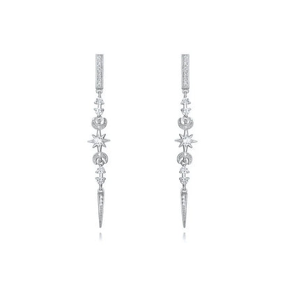 925 Silver Needle Rivet Micropaved Zircon Pendant Hoop Earrings For Women Punk Vintage Earrings Fashion Party Jewelry Gifts