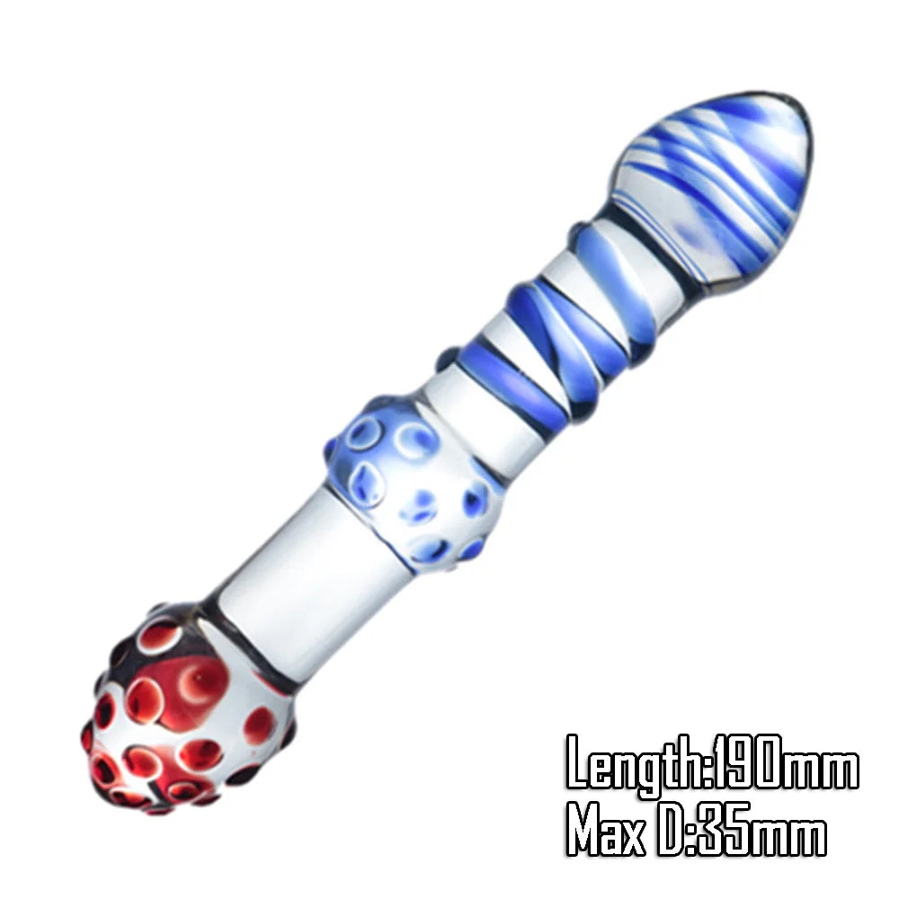Pyrex Glass Dildo 195x33mm Fake Penis Crystal Anal Beads Butt Plug Prostate Massager G Spot Female Masturbation Toys