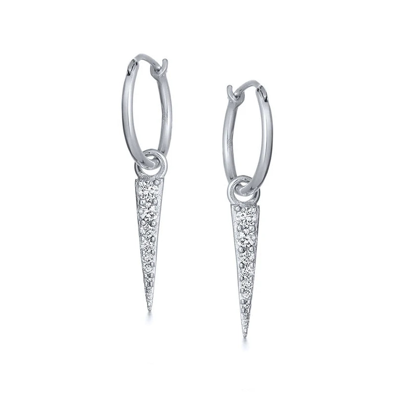 925 Silver Needle Rivet Micropaved Zircon Pendant Hoop Earrings For Women Punk Vintage Earrings Fashion Party Jewelry Gifts