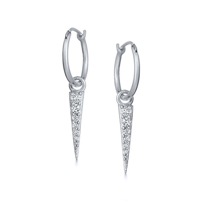 925 Silver Needle Rivet Micropaved Zircon Pendant Hoop Earrings For Women Punk Vintage Earrings Fashion Party Jewelry Gifts