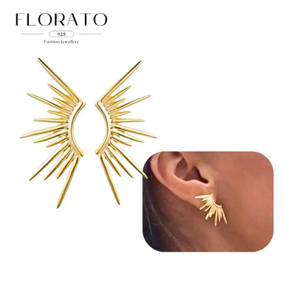 925 Silver Needle Rivet Micropaved Zircon Pendant Hoop Earrings For Women Punk Vintage Earrings Fashion Party Jewelry Gifts