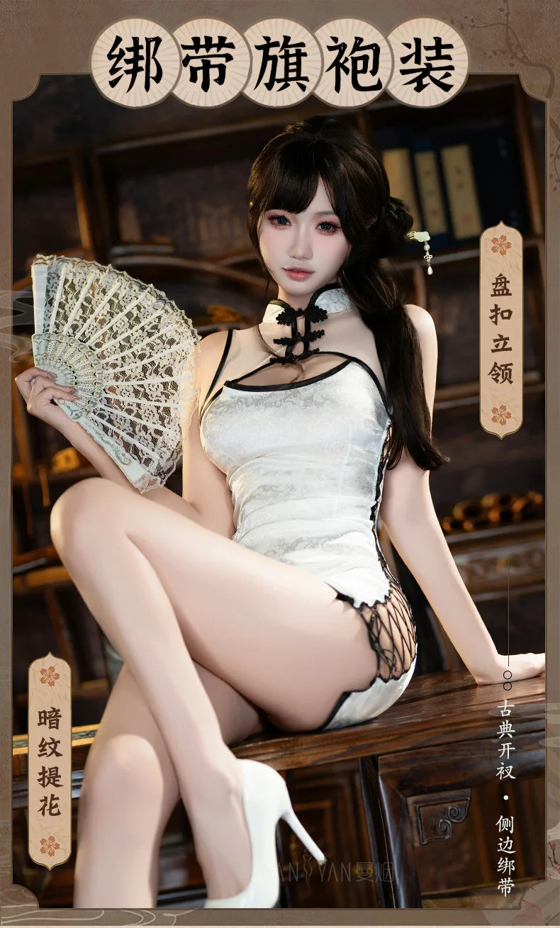 Halloween Costumes For Women Party Performance Chinese Lolita Cosplay white Cheongsam Gothic Sexy Qipao Dress Anime Costume