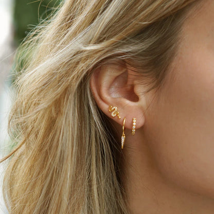 925 Silver Needle Rivet Micropaved Zircon Pendant Hoop Earrings For Women Punk Vintage Earrings Fashion Party Jewelry Gifts