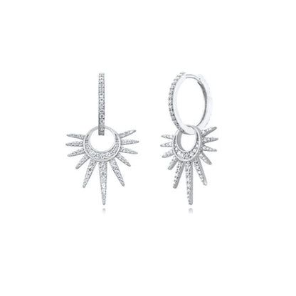 925 Silver Needle Rivet Micropaved Zircon Pendant Hoop Earrings For Women Punk Vintage Earrings Fashion Party Jewelry Gifts