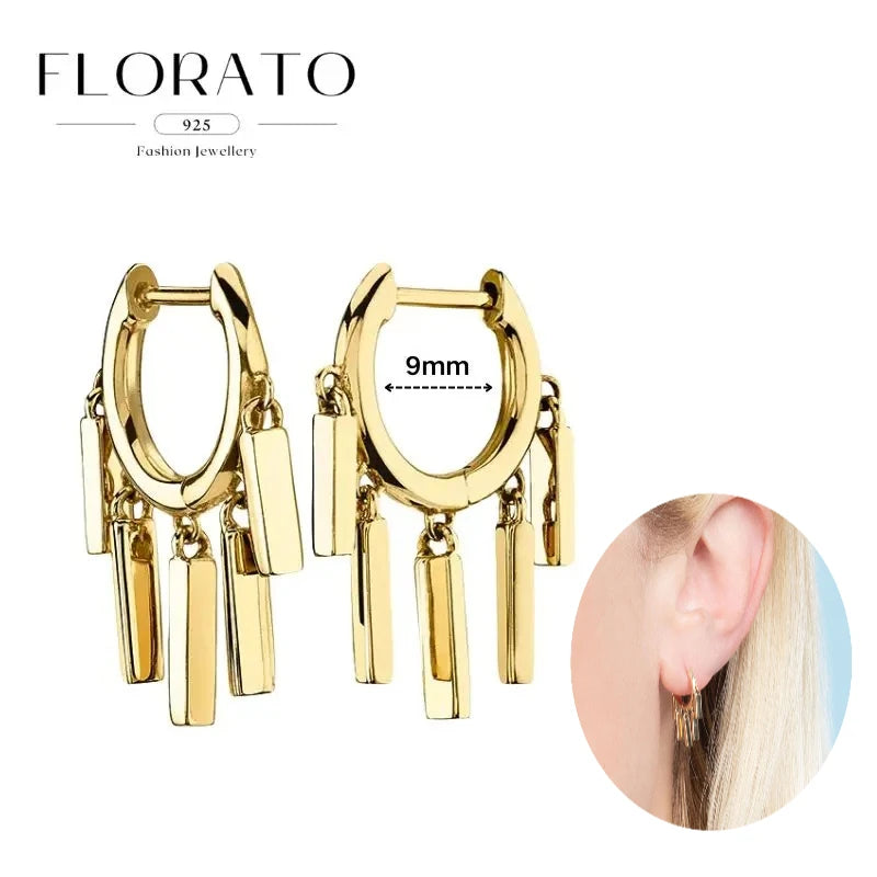 925 Silver Needle Rivet Micropaved Zircon Pendant Hoop Earrings For Women Punk Vintage Earrings Fashion Party Jewelry Gifts