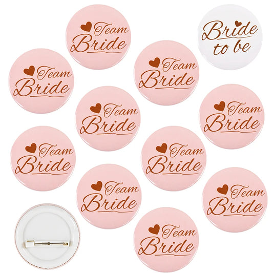12/1pcs Bride to be Team Bride Badge for Wedding Bridal Shower Decoration Bridesmaids Gift Bachelorette Party Hen Night Supplies