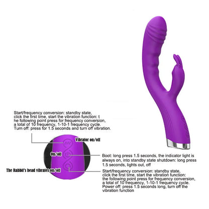Rabbit Sucker G Spot Vibrator for Women 10 Powerful Modes Clit Vagina Stimulator Anal Plug Dildo Sex Toy Female Goods for Adults