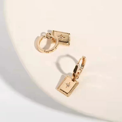 925 Silver Needle Rivet Micropaved Zircon Pendant Hoop Earrings For Women Punk Vintage Earrings Fashion Party Jewelry Gifts