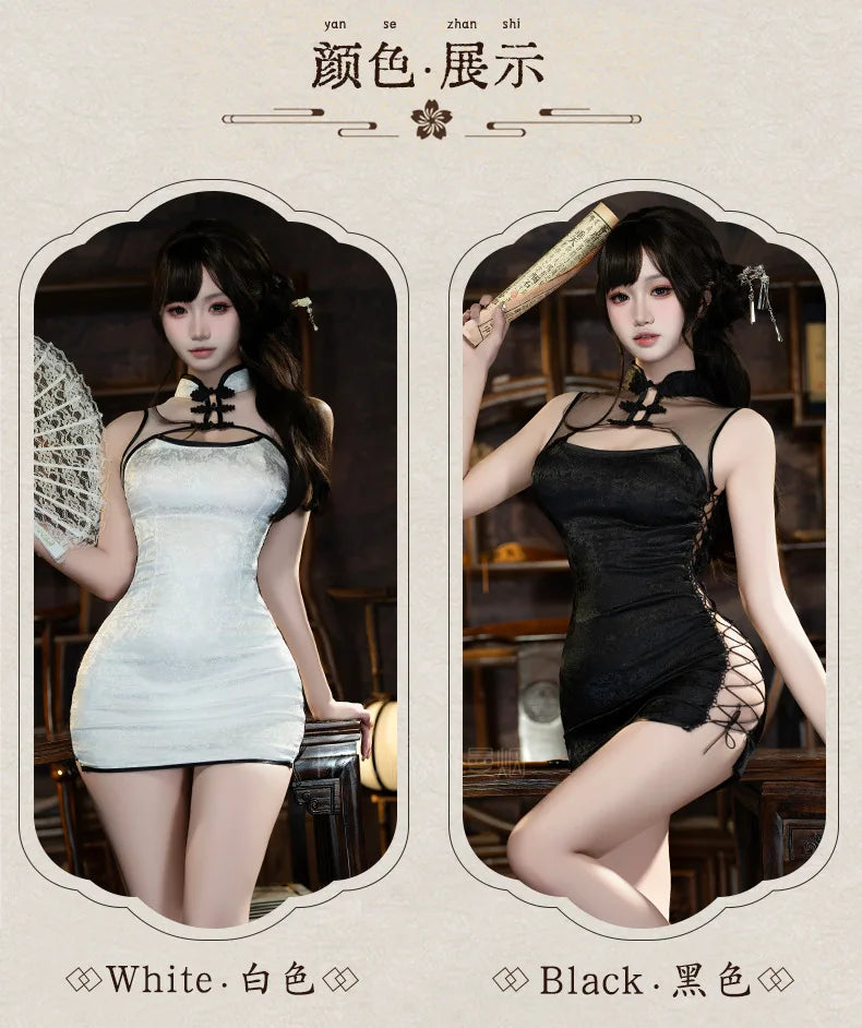 Halloween Costumes For Women Party Performance Chinese Lolita Cosplay white Cheongsam Gothic Sexy Qipao Dress Anime Costume