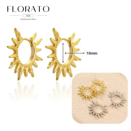 925 Silver Needle Rivet Micropaved Zircon Pendant Hoop Earrings For Women Punk Vintage Earrings Fashion Party Jewelry Gifts