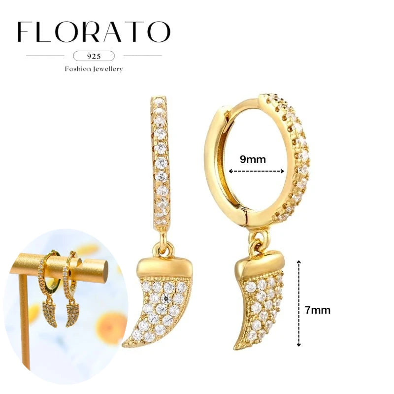925 Silver Needle Rivet Micropaved Zircon Pendant Hoop Earrings For Women Punk Vintage Earrings Fashion Party Jewelry Gifts