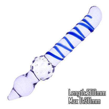 Pyrex Glass Dildo 195x33mm Fake Penis Crystal Anal Beads Butt Plug Prostate Massager G Spot Female Masturbation Toys