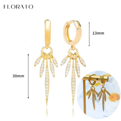925 Silver Needle Rivet Micropaved Zircon Pendant Hoop Earrings For Women Punk Vintage Earrings Fashion Party Jewelry Gifts