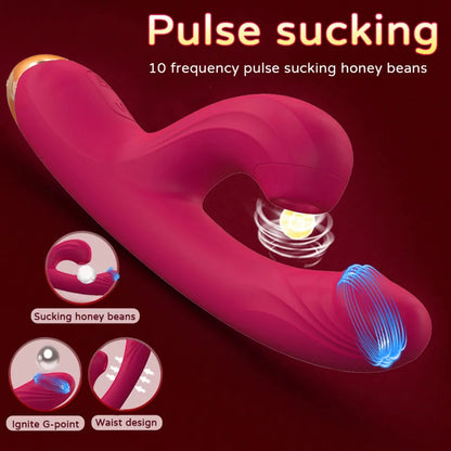 Rabbit Sucker G Spot Vibrator for Women 10 Powerful Modes Clit Vagina Stimulator Anal Plug Dildo Sex Toy Female Goods for Adults