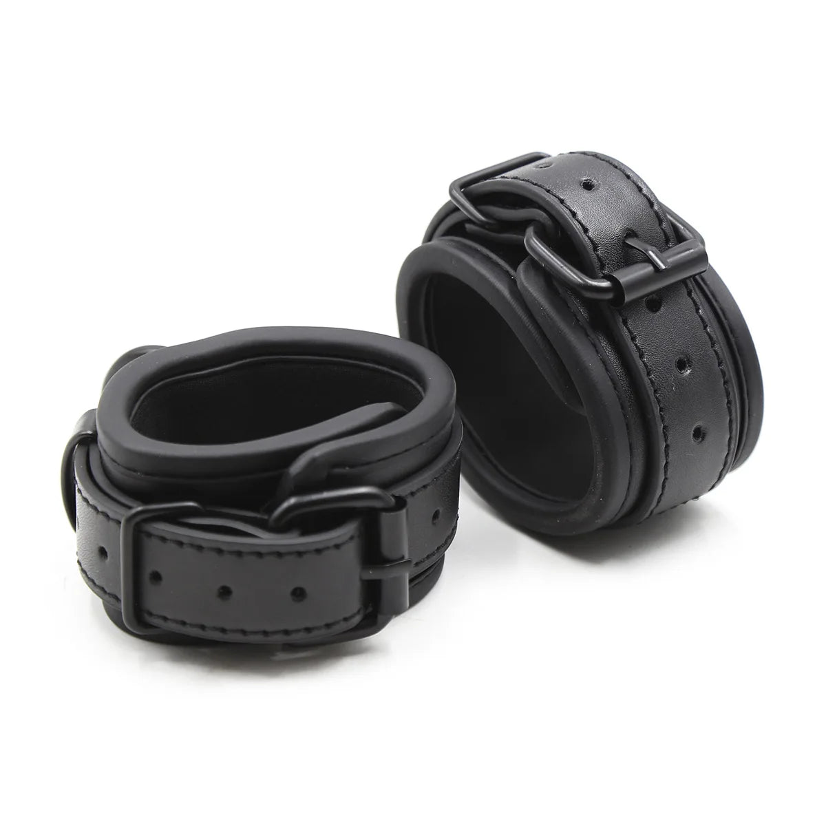 Leather Handcuffs Sex Play with Blindfold Silk Eye Cover Role Play Set for Couples Adults Wife SM Bondage Restraints Fetish Kit