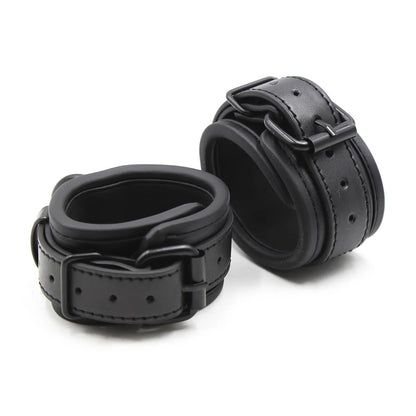 Leather Handcuffs Sex Play with Blindfold Silk Eye Cover Role Play Set for Couples Adults Wife SM Bondage Restraints Fetish Kit