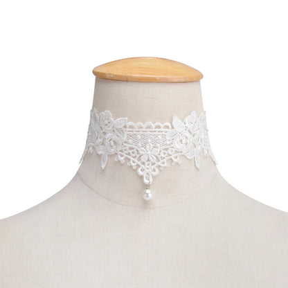 2019 New Choker Necklaces Pearl Gland Tatouage Choker Collier Noir Dentelle Choker Collier Vintage Bijoux Jewelry