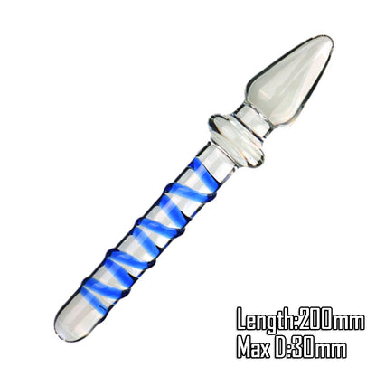 Pyrex Glass Dildo 195x33mm Fake Penis Crystal Anal Beads Butt Plug Prostate Massager G Spot Female Masturbation Toys