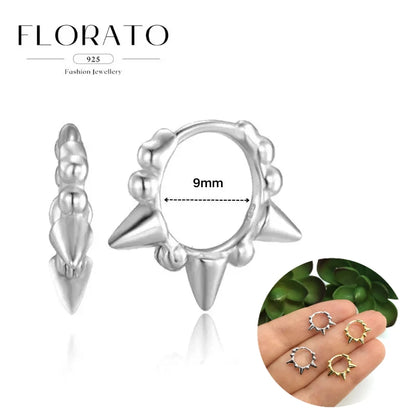 925 Silver Needle Rivet Micropaved Zircon Pendant Hoop Earrings For Women Punk Vintage Earrings Fashion Party Jewelry Gifts