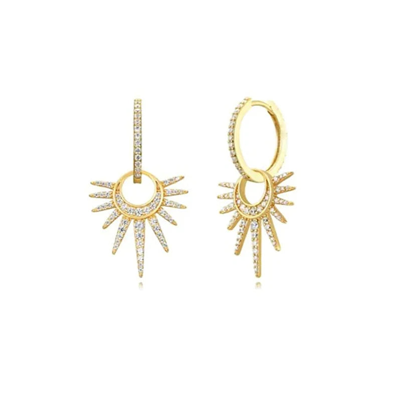 925 Silver Needle Rivet Micropaved Zircon Pendant Hoop Earrings For Women Punk Vintage Earrings Fashion Party Jewelry Gifts