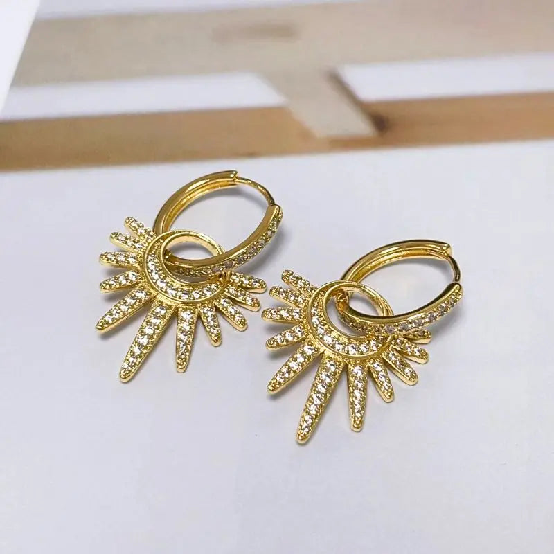 925 Silver Needle Rivet Micropaved Zircon Pendant Hoop Earrings For Women Punk Vintage Earrings Fashion Party Jewelry Gifts
