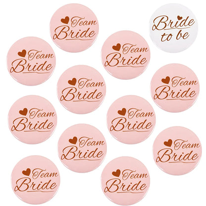 12/1pcs Bride to be Team Bride Badge for Wedding Bridal Shower Decoration Bridesmaids Gift Bachelorette Party Hen Night Supplies