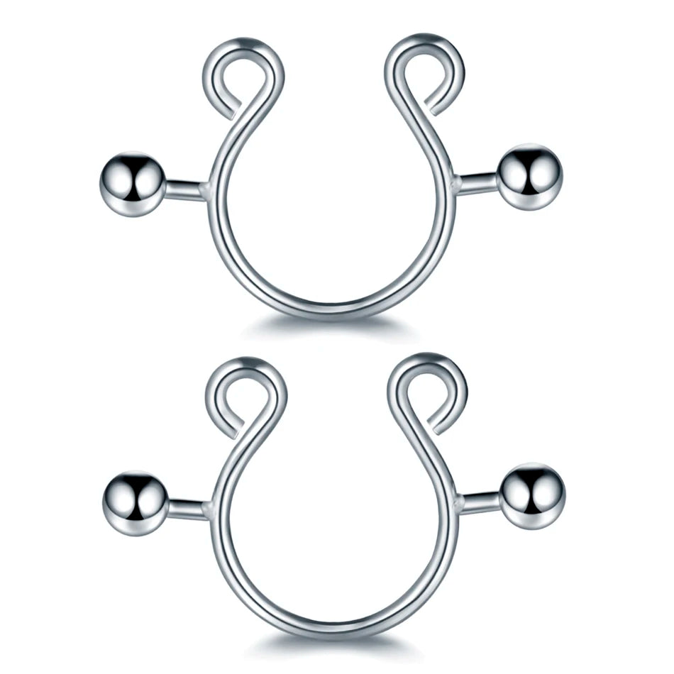 2pcs/lot Surgical Steel Fake Sexy Nipple Clip Rings Charm Faux Nipple Shield Non Piercing Rings Body Jewelry for Women Gift
