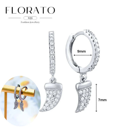 925 Silver Needle Rivet Micropaved Zircon Pendant Hoop Earrings For Women Punk Vintage Earrings Fashion Party Jewelry Gifts