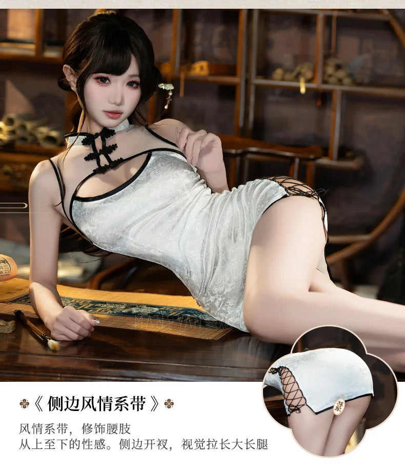 Halloween Costumes For Women Party Performance Chinese Lolita Cosplay white Cheongsam Gothic Sexy Qipao Dress Anime Costume