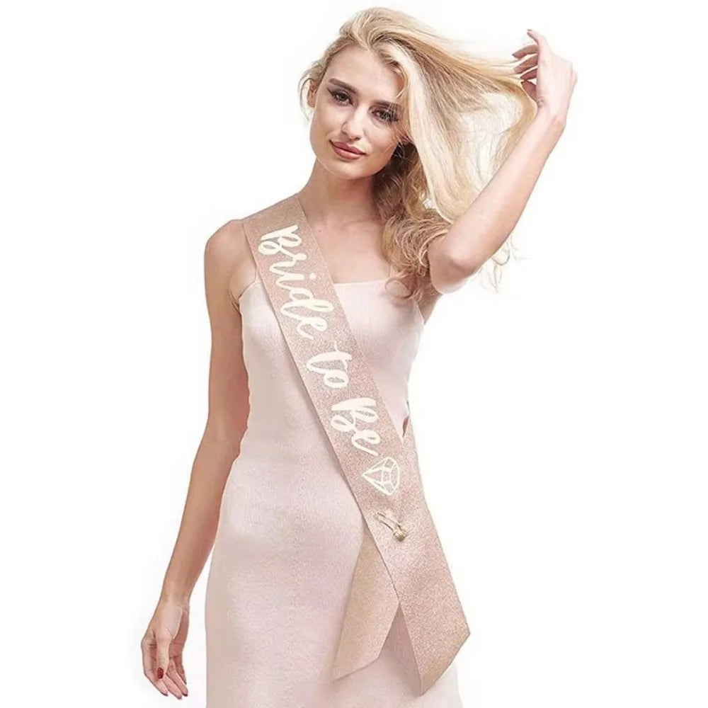 3 Pcs Bachelorette Party Decorations Bridal Shower Crown Bride to Be Sash&Veil for Women Bachelorette Party Gifts