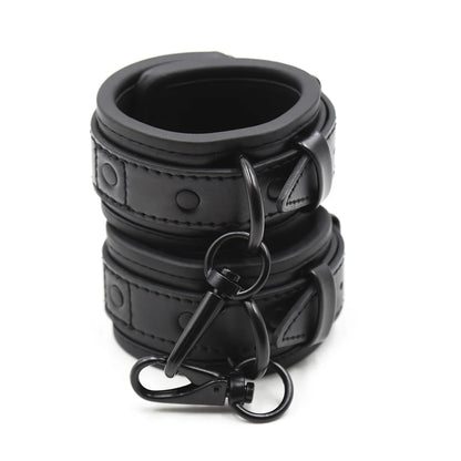 Leather Handcuffs Sex Play with Blindfold Silk Eye Cover Role Play Set for Couples Adults Wife SM Bondage Restraints Fetish Kit
