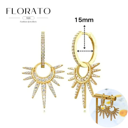 925 Silver Needle Rivet Micropaved Zircon Pendant Hoop Earrings For Women Punk Vintage Earrings Fashion Party Jewelry Gifts