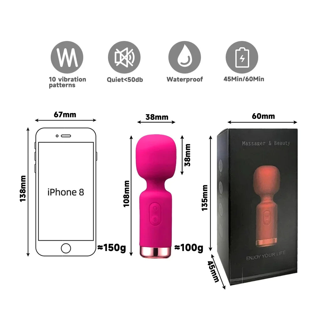 Mini AV Vibrator for Female G Spot Vibration Vagina Anal Clitoris Stimulator Dildo Vibrator Adult Sex Toy for Women Masturbation