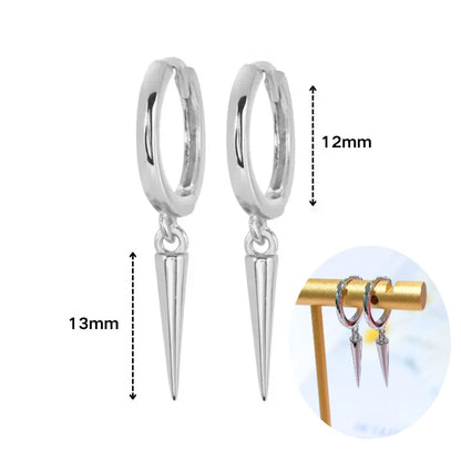 925 Silver Needle Rivet Micropaved Zircon Pendant Hoop Earrings For Women Punk Vintage Earrings Fashion Party Jewelry Gifts