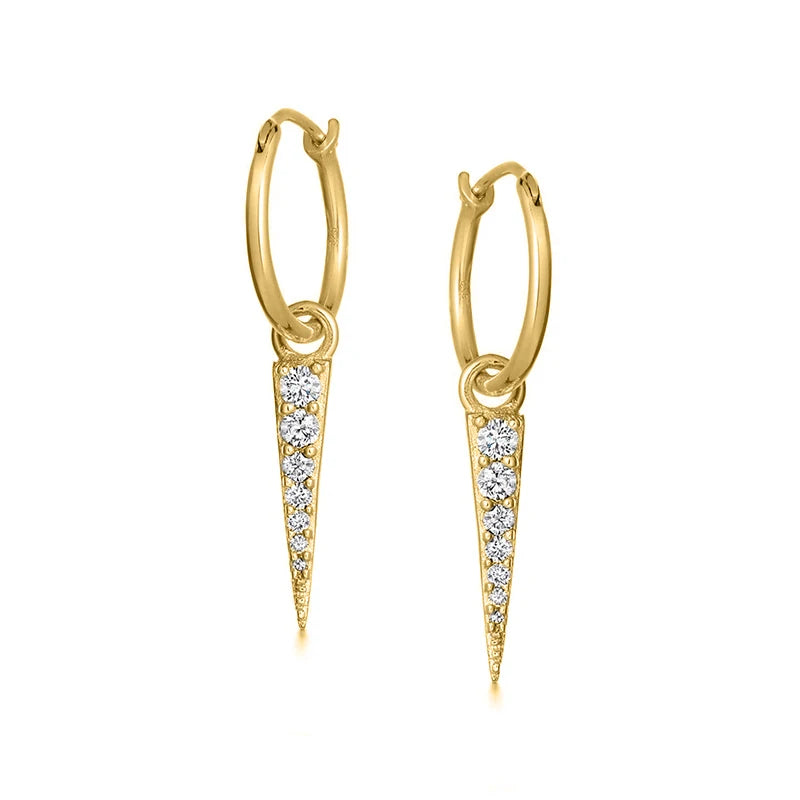 925 Silver Needle Rivet Micropaved Zircon Pendant Hoop Earrings For Women Punk Vintage Earrings Fashion Party Jewelry Gifts