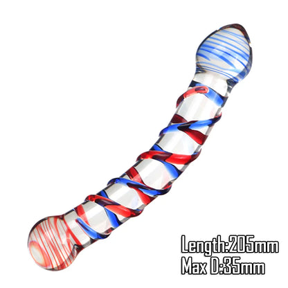 Pyrex Glass Dildo 195x33mm Fake Penis Crystal Anal Beads Butt Plug Prostate Massager G Spot Female Masturbation Toys