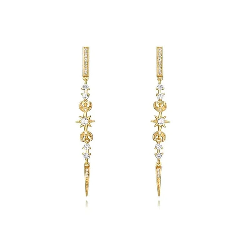 925 Silver Needle Rivet Micropaved Zircon Pendant Hoop Earrings For Women Punk Vintage Earrings Fashion Party Jewelry Gifts