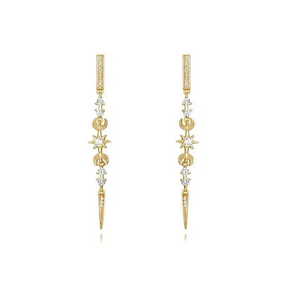 925 Silver Needle Rivet Micropaved Zircon Pendant Hoop Earrings For Women Punk Vintage Earrings Fashion Party Jewelry Gifts