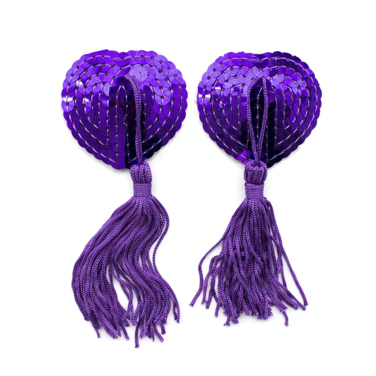 1Pair Sexy Pasties Stickers Sequin Nipple Covers with Tassels Heart Shape Nipple Stickers Pasties Wholesale Chest Stickers