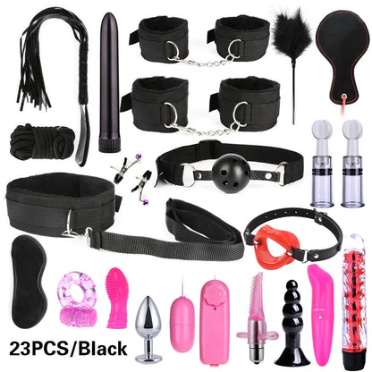 BDSM Adult Sex Toy Kits Sets for Sexy Games Bondage Mask Set Feather Handcuffs Ankle Cuff Restraints for Couple Sexual Aids ﻿18+
