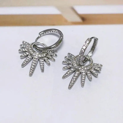 925 Silver Needle Rivet Micropaved Zircon Pendant Hoop Earrings For Women Punk Vintage Earrings Fashion Party Jewelry Gifts
