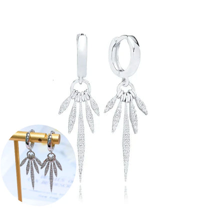 925 Silver Needle Rivet Micropaved Zircon Pendant Hoop Earrings For Women Punk Vintage Earrings Fashion Party Jewelry Gifts